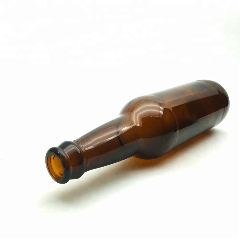 Wholesale amber brown glass beer bottle 330ml with crown cap