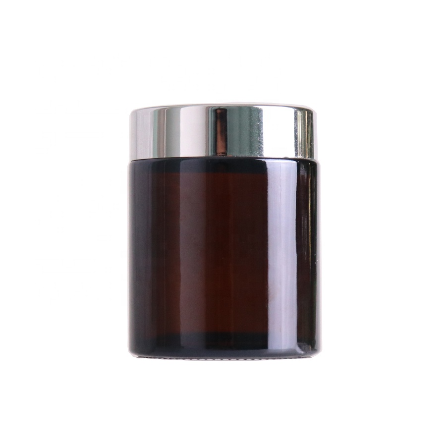 Wholesale amber cosmetic glass cream jar 100g with screw cap