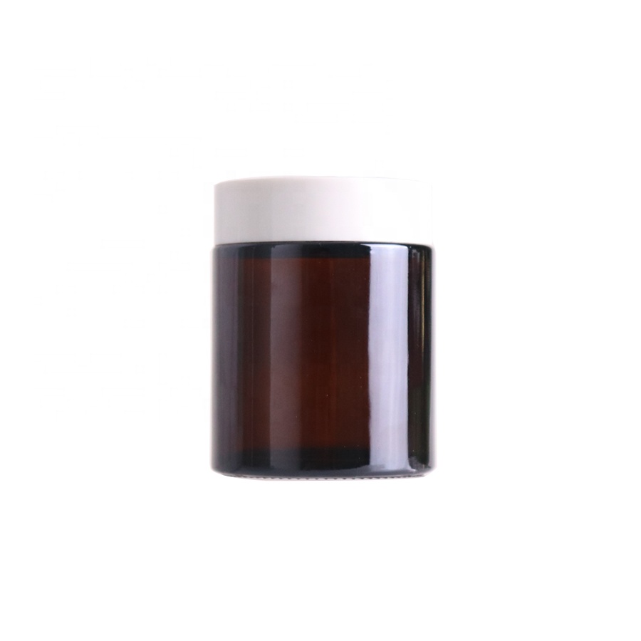 Wholesale amber cosmetic glass cream jar 100g with screw cap