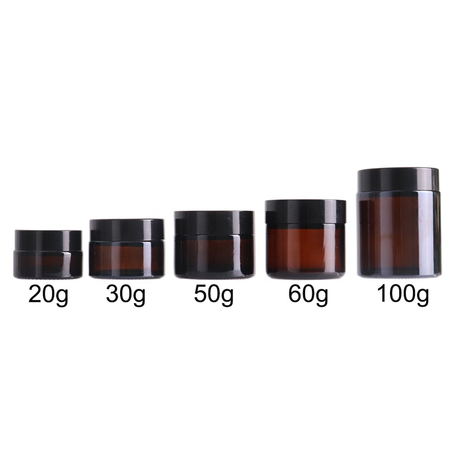 Wholesale amber cosmetic glass cream jar 100g with screw cap