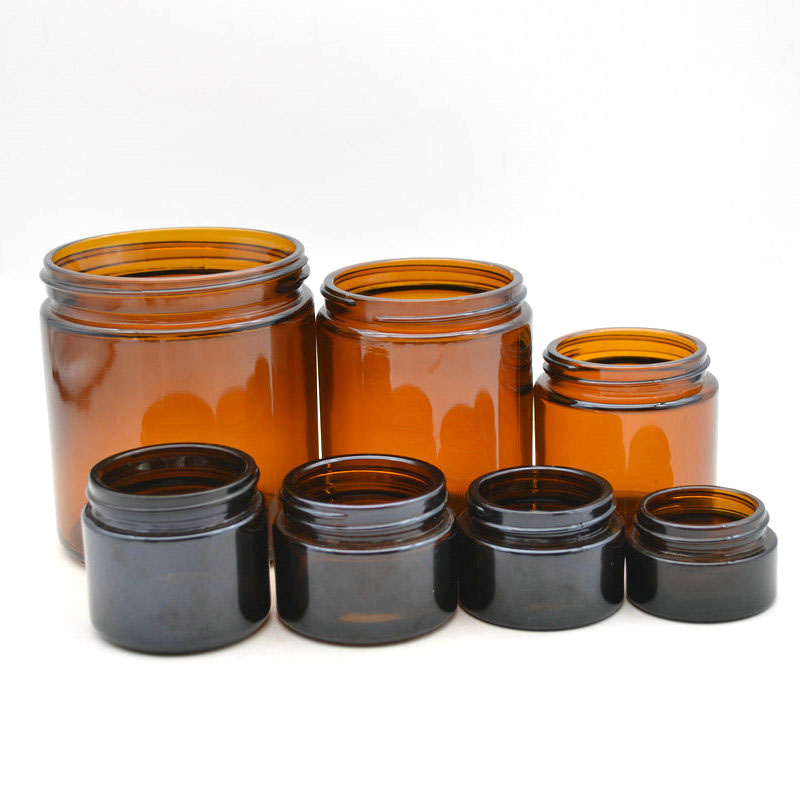 Wholesale amber glass  candle jar with lid glass candle vessels various size glass jar
