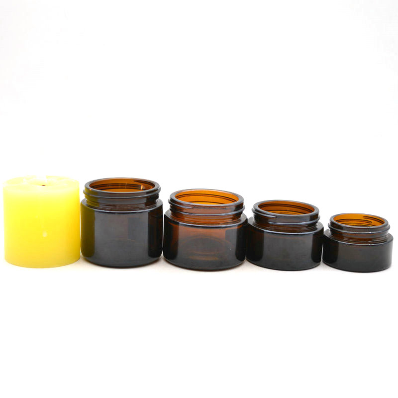 Wholesale amber glass candle jar with lid glass candle vessels various size glass jar