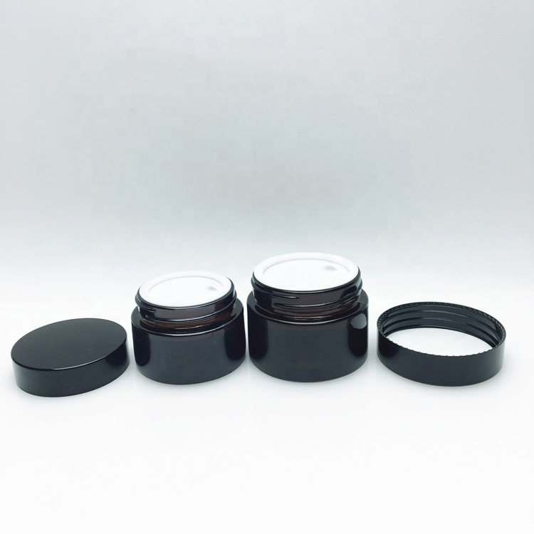 Wholesale amber glass cosmetic cream packing jar 30g 50g 30ml 50ml
