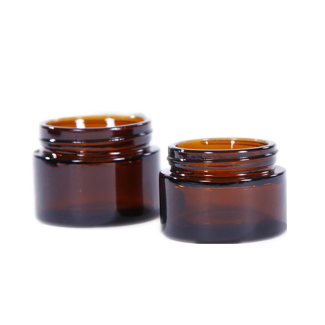 Wholesale amber glass jar custom empty cosmetic amber packaging makeup container pot
