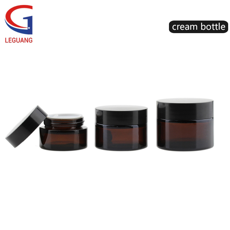 Wholesale amber glass jar custom empty cosmetic amber packaging makeup container pot