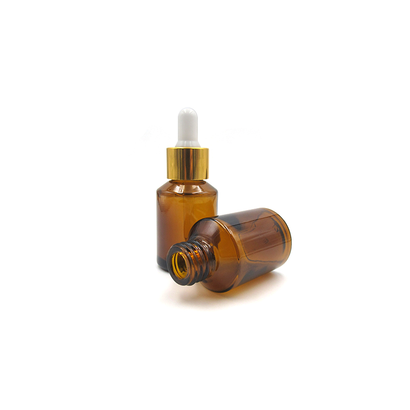 Wholesale amber green 30ml 1oz oblique shoulder glass packaging dropper bottle essential oil/serum bottle in stock