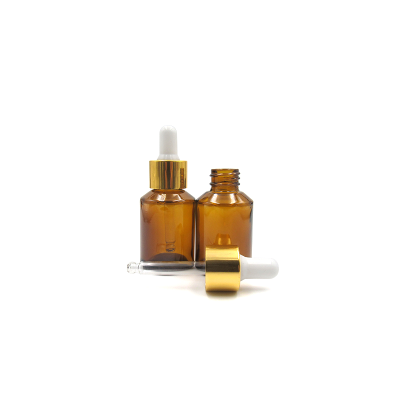 Wholesale amber green 30ml 1oz oblique shoulder glass packaging dropper bottle essential oil/serum bottle in stock
