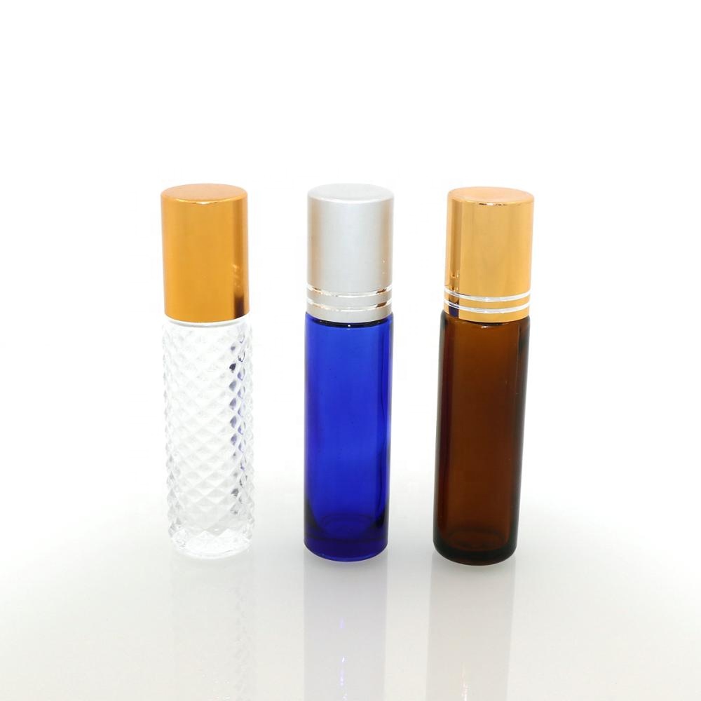 Wholesale amber perfume bottle 10 ml body essential oil roll on bottles 30ml with roll on ball for cosmetic packaging