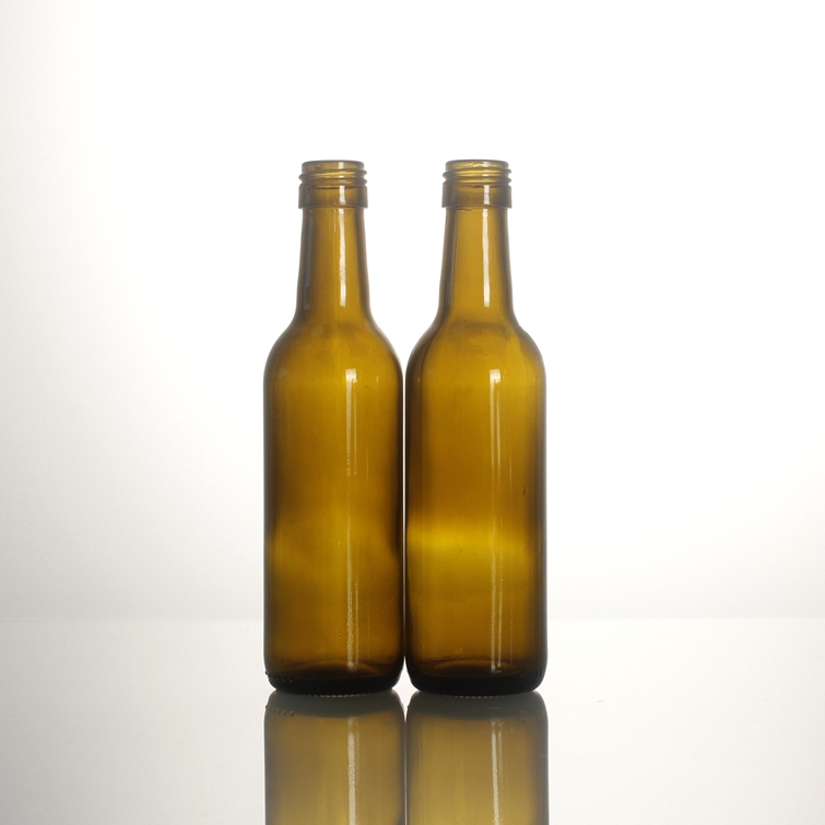 Wholesale antique green 187ml burgundy red wine small glass bottle with silver gold black aluminum screw cap