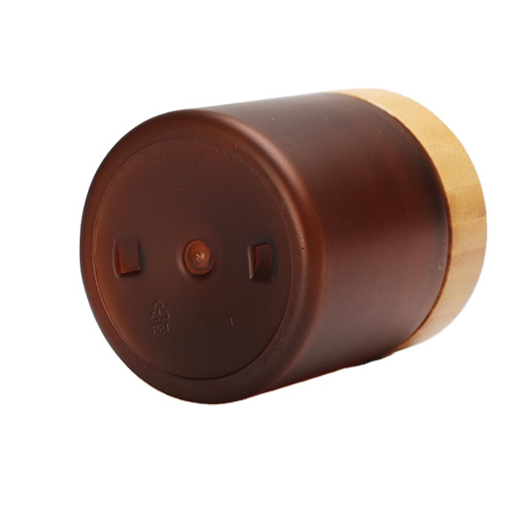 Wholesale bamboo cosmetic packaging 15g 30g 50g 100g 150g 200g 250g frosted amber PET plastic jar with bamboo cap