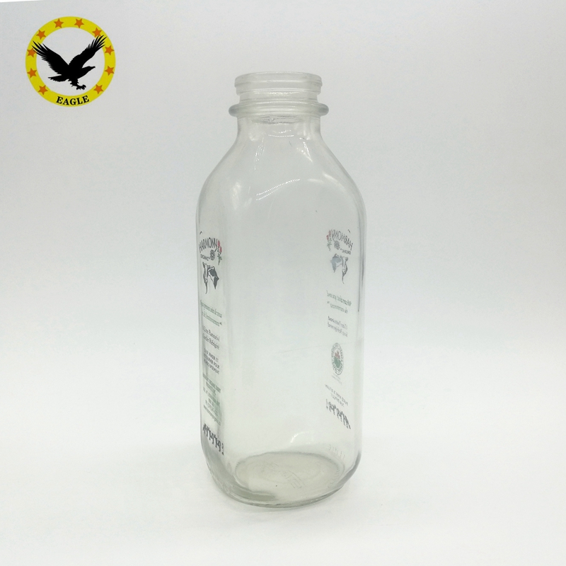 Wholesale beverage industrial use food grade juice 1L 32oz square glass milk bottle manufacturer 1000ml