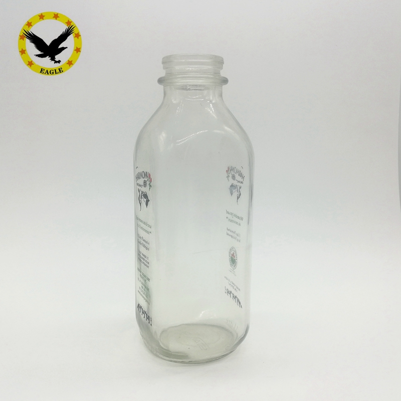 Wholesale beverage industrial use food grade juice 1L 32oz square glass milk bottle manufacturer 1000ml