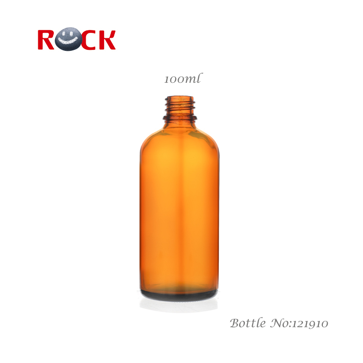Wholesale big volume 100ml Boston amber essential oil glass bottle with locker screw black cap