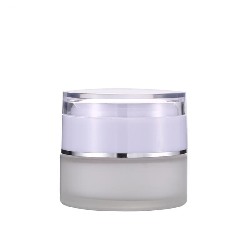 Wholesale big wide mouth glass jar 30ml 50ml 100ml clear cosmetic face cream jars with gold lid