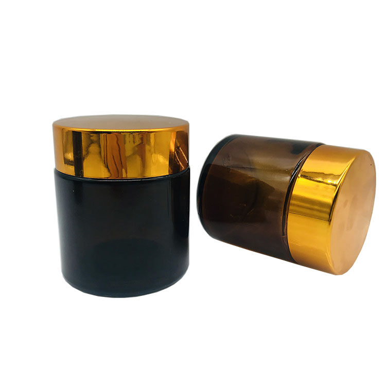 Wholesale black and amber empty 100 ml glass cream jar
