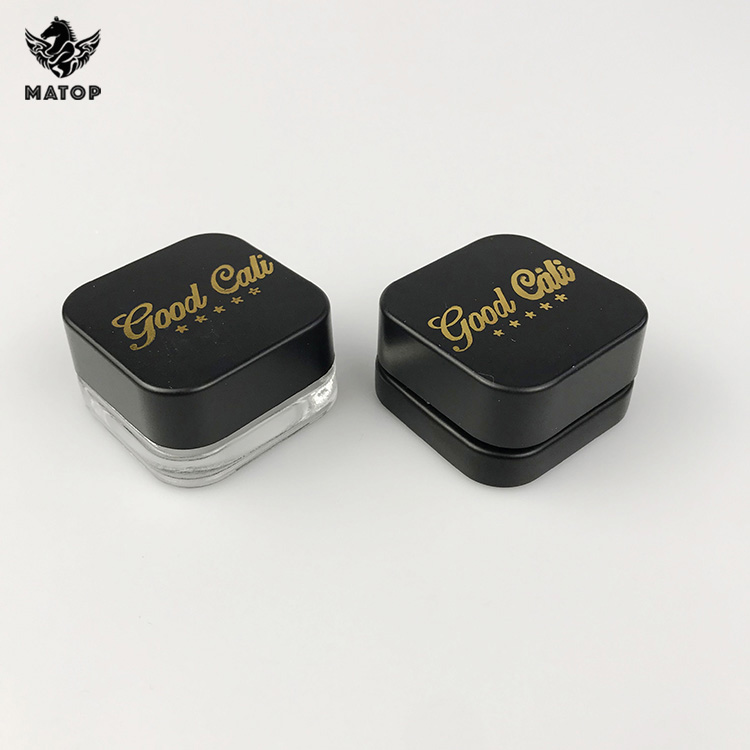 Wholesale black glass 5ml 9ml childproof concentrate dab glass jar