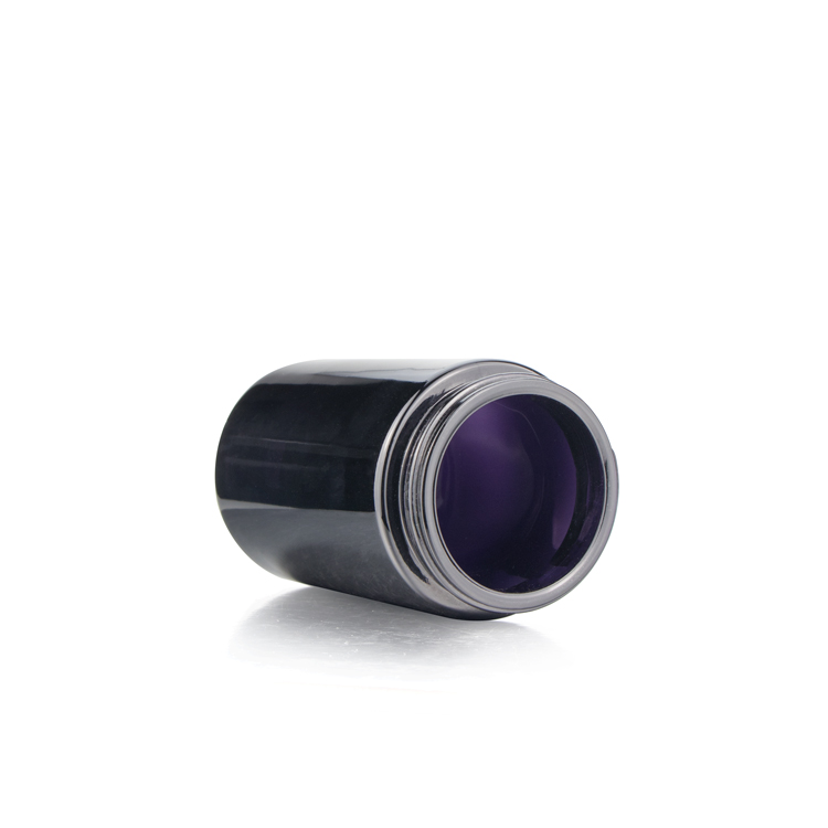 Wholesale black glass cosmetic wide mouth jar, 1 oz beautiful cosmetic container with lids