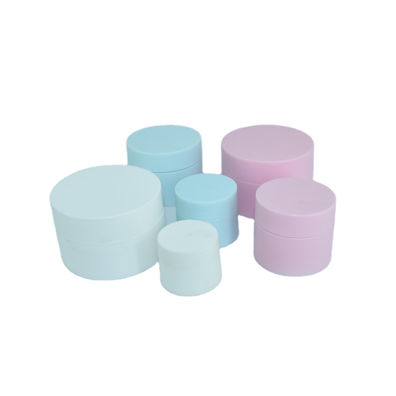 Wholesale blue pink pp jar double wall plastic jar beautiful face cream jars