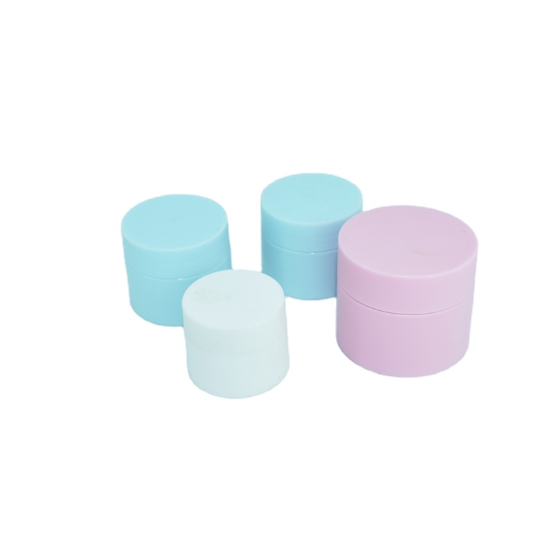 Wholesale blue pink pp jar double wall plastic jar beautiful face cream jars