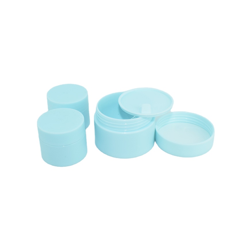 Wholesale blue pink pp jar double wall plastic jar beautiful face cream jars