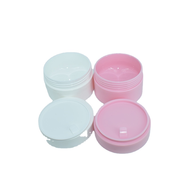 Wholesale blue pink pp jar double wall plastic jar beautiful face cream jars