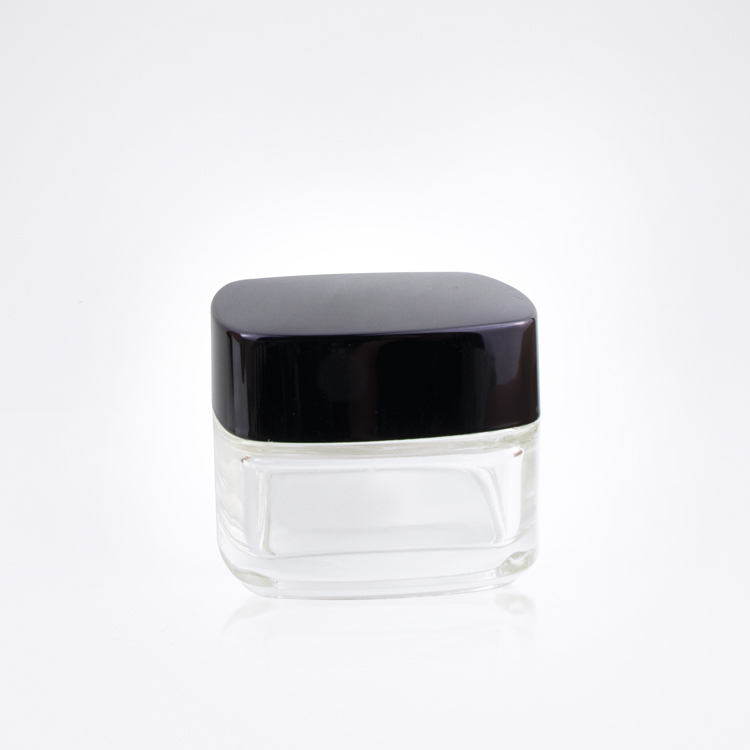 Wholesale body cream container 20ml 30ml 50ml clear square glass cosmetic jars and lids for cosmetics