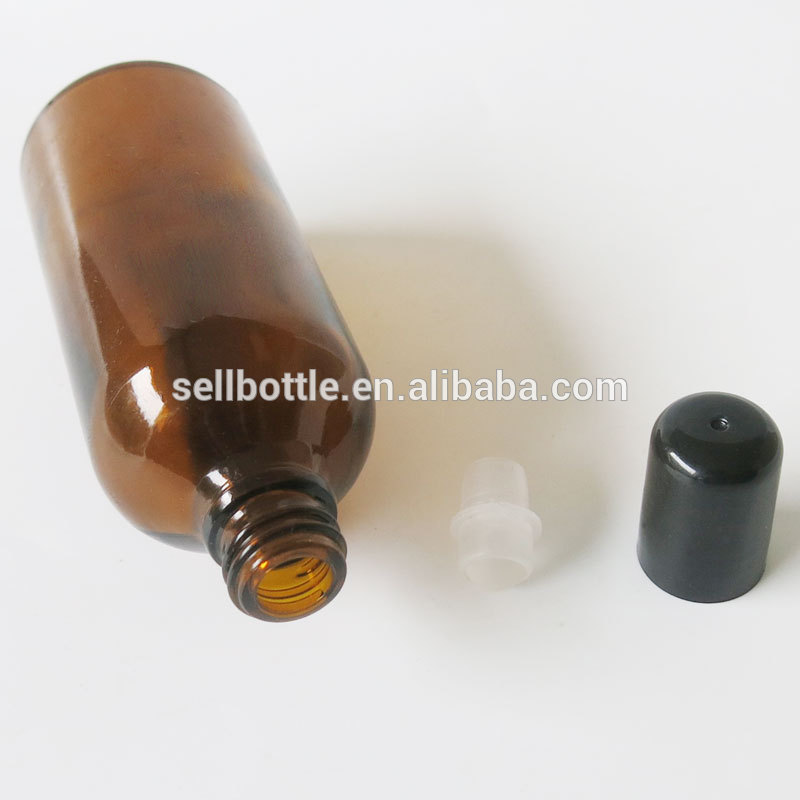 Wholesale brown amber 100ml roll on glass bottle essential oil roller bottle perfume cosmetic e liquid container