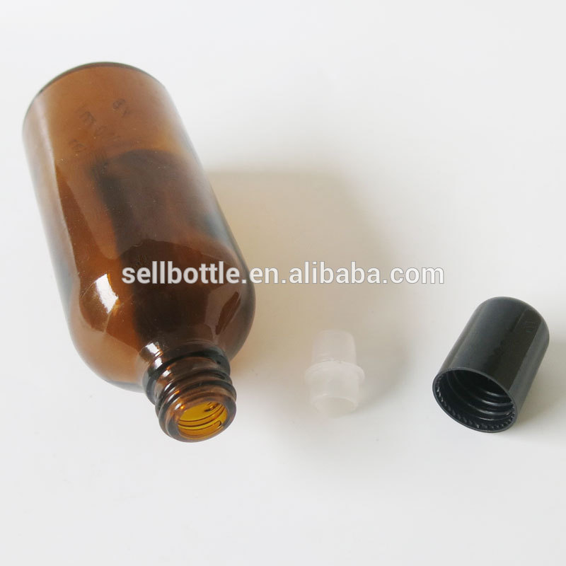 Wholesale brown amber 100ml roll on glass bottle essential oil roller bottle perfume cosmetic e liquid container