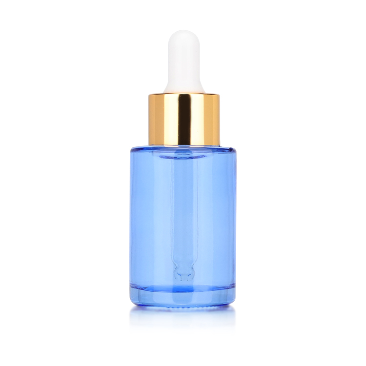 Wholesale bule colorful 5ml 10ml 15ml 20ml 30ml 50ml 100ml Flat shoulder bottle glass dropper bottle for body oil