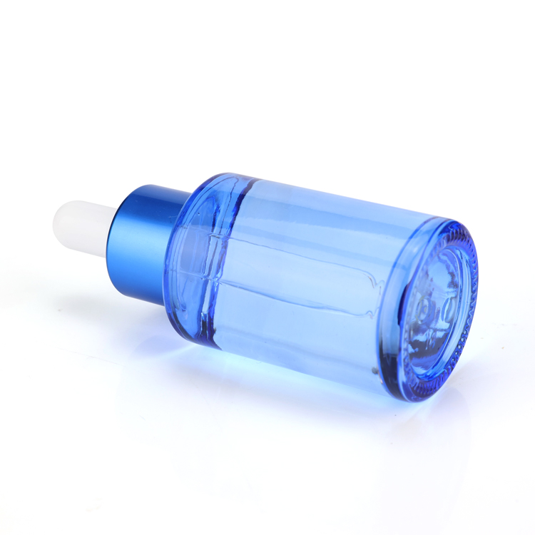 Wholesale bule colorful 5ml 10ml 15ml 20ml 30ml 50ml 100ml Flat shoulder bottle glass dropper bottle for body oil