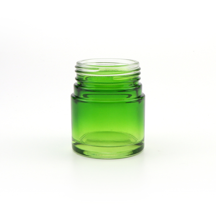 Wholesale bulk 5ml 50ml 70ml 110ml clear green glass herb storage jars with childproof gold cap