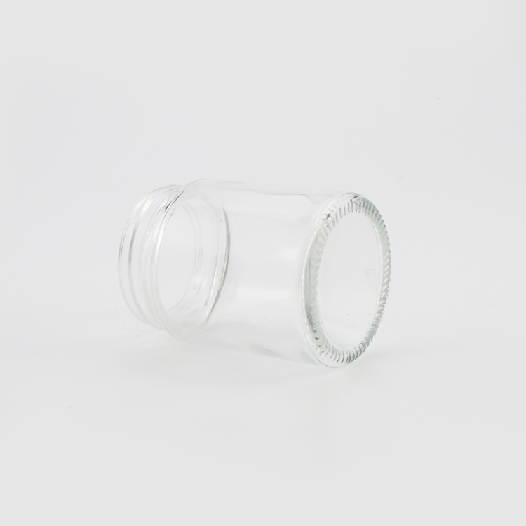 Wholesale canada 1oz 2oz 3oz 4oz CR flush cap clear empty air tight medical glass container jars with plastic wood lid