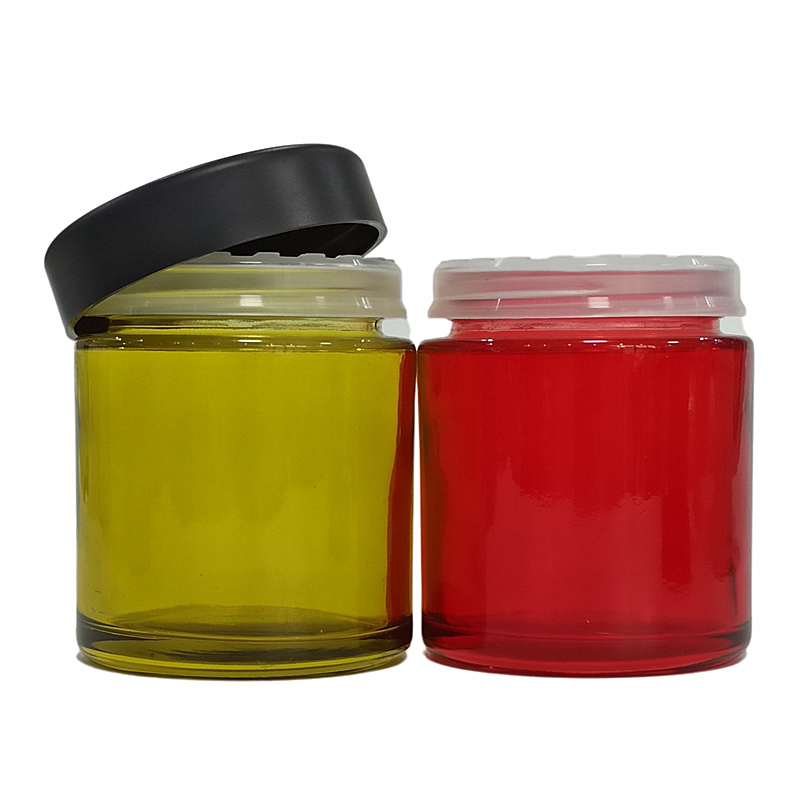 Wholesale canada 1oz 2oz 3oz 4oz custom logo clear CBD childproof glass jar with child proof lid