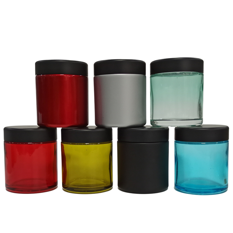 Wholesale canada 1oz 2oz 3oz 4oz custom logo clear CBD childproof glass jar with child proof lid