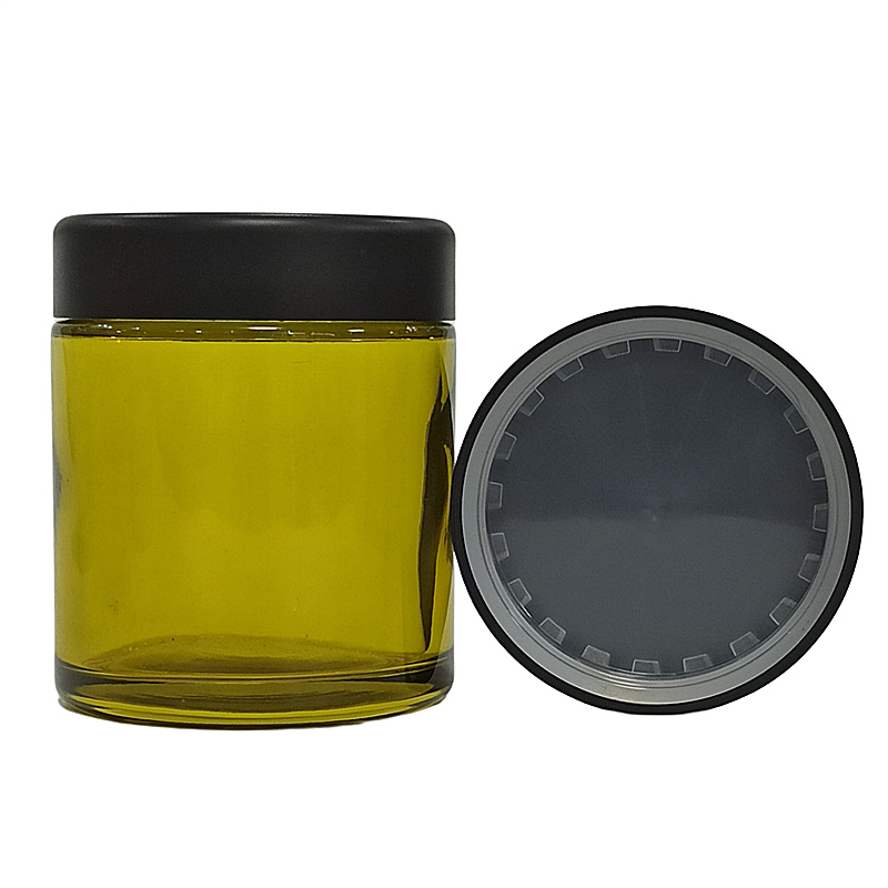 Wholesale canada 1oz 2oz 3oz 4oz custom logo clear CBD childproof glass jar with child proof lid
