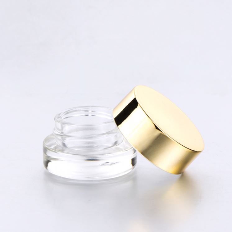 Wholesale canada 3g 5g 10g small clear round cosmetic eye cream concentrate glass jars with metal lid