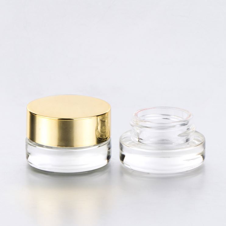 Wholesale canada 3g 5g 10g small clear round cosmetic eye cream concentrate glass jars with metal lid