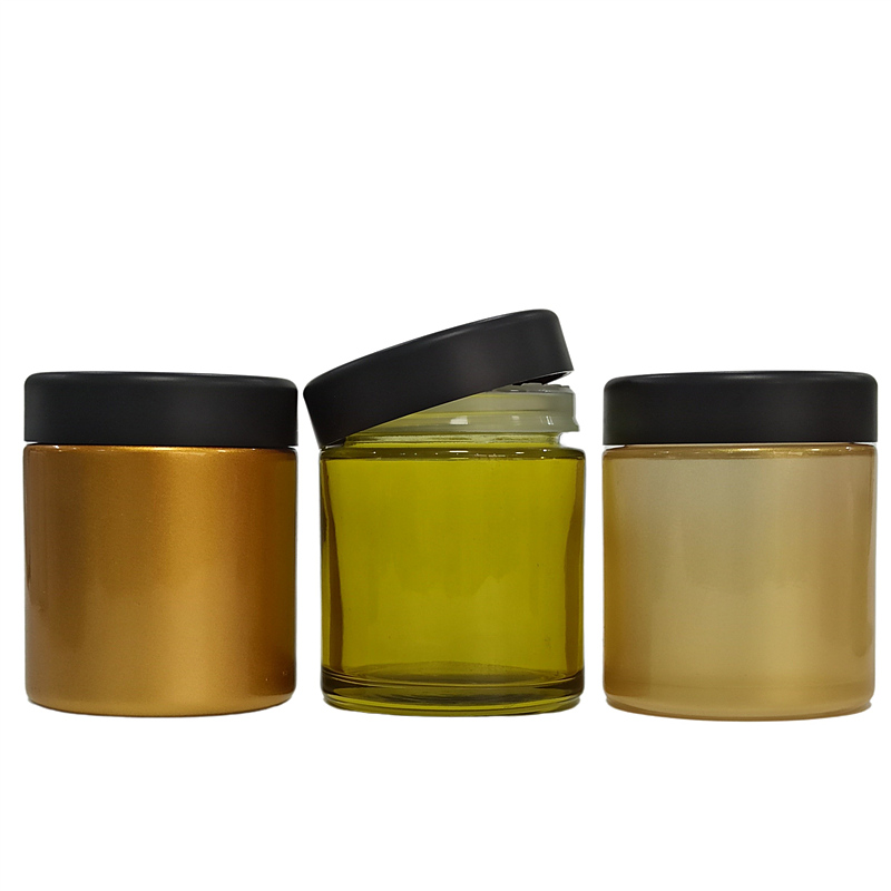 Wholesale canada 5ml 9ml 50ml 70ml 110ml CBD herbs wax oil child proof glass jar with Arch dome child proof lid