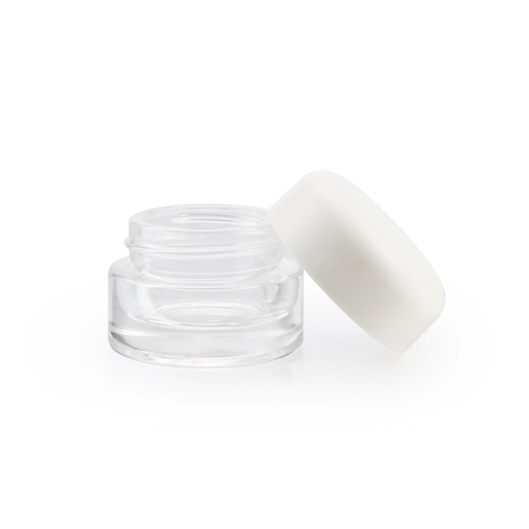 Wholesale canada 5ml 9ml clear round childproof smell proof CBD wax oil glass jar with white child resistant cap
