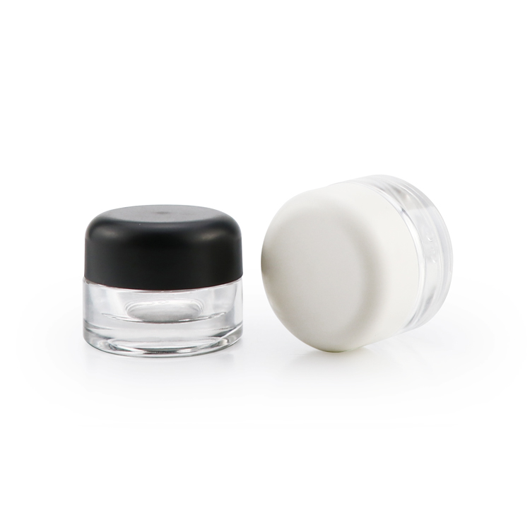 Wholesale canada 5ml 9ml clear round childproof smell proof CBD wax oil glass jar with white child resistant cap