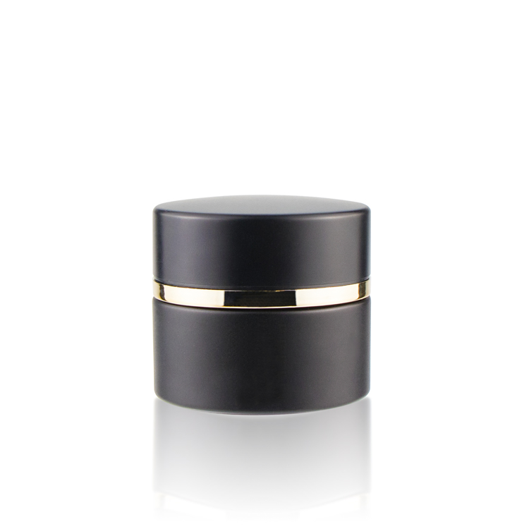 Wholesale canada luxury 20g 30g 50g matte black uv frosted glass cosmetic face cream jars with black lid