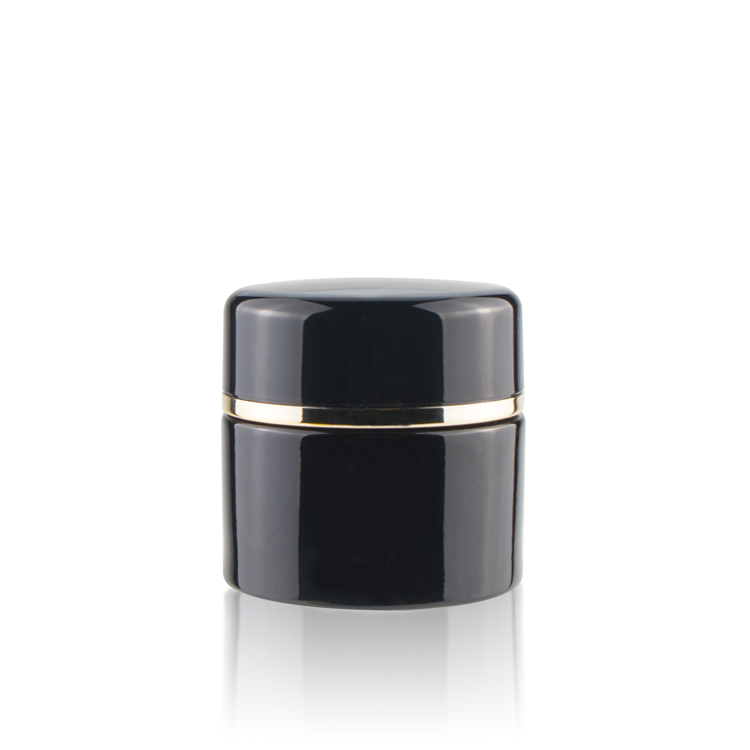 Wholesale canada luxury 20g 30g 50g matte black uv frosted glass cosmetic face cream jars with black lid