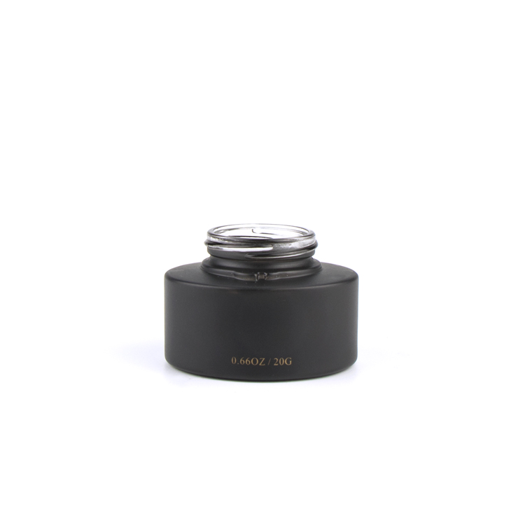 Wholesale canada luxury 20g 30g 50g matte black uv frosted glass cosmetic face cream jars with black lid
