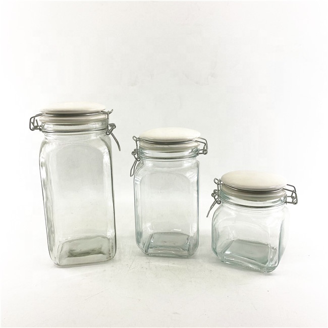 Wholesale candle glass jar clear glass mason jars with lid set of 3