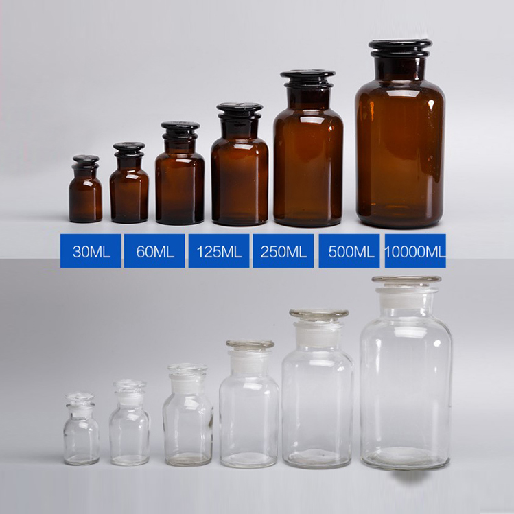 Wholesale cheap clear grinding of the mouth glass reagent bottle lab bottles