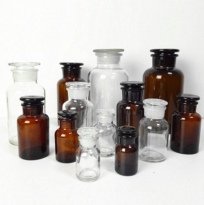 Wholesale cheap clear grinding of the mouth glass reagent bottle lab bottles