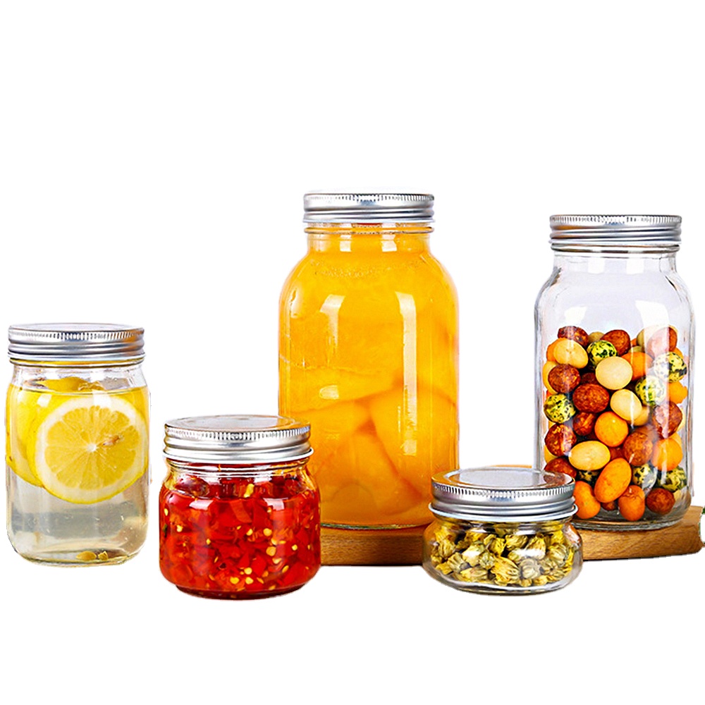 Wholesale cheap custom canning 4oz 8oz 16 oz 32oz glass mason jar with wide mouth lid