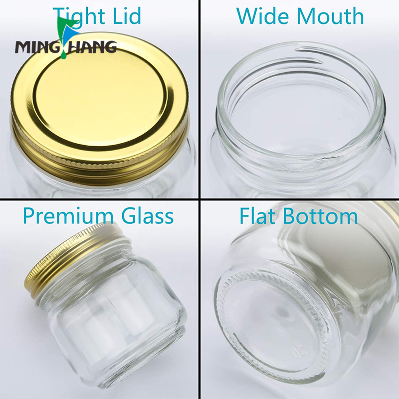 Wholesale cheap custom canning 4oz 8oz 16 oz 32oz glass mason jar with wide mouth lid