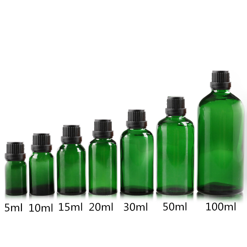 Wholesale cheap e liquid green glass dropper bottle from 5ml 10ml 15ml 30ml 50ml 100ml