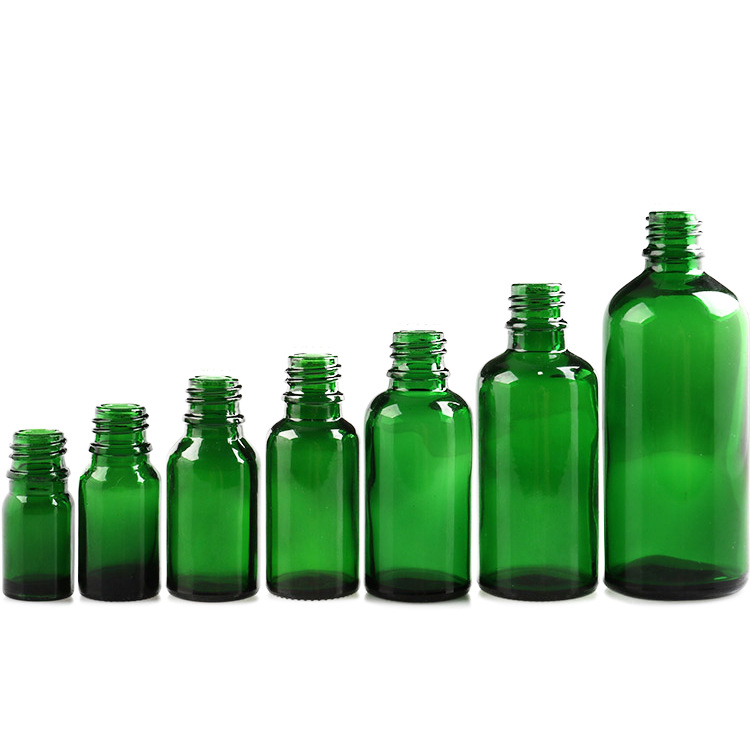 Wholesale cheap e liquid green glass dropper bottle from 5ml 10ml 15ml 30ml 50ml 100ml